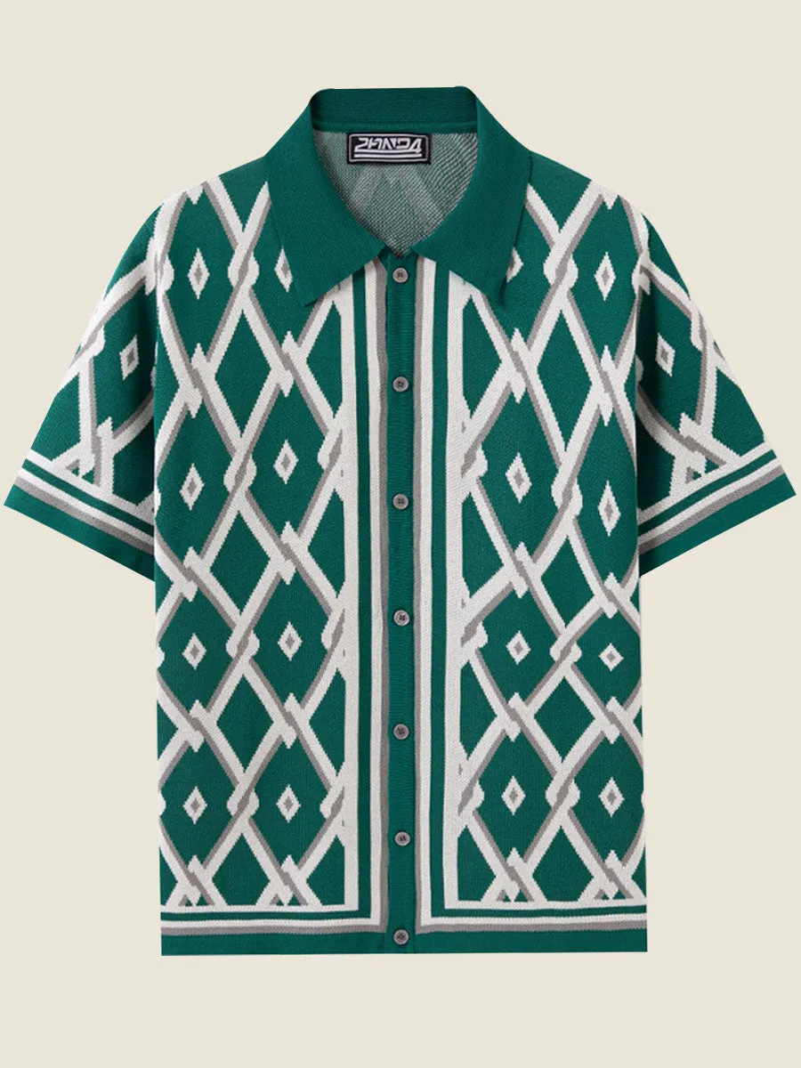 Geometric Knit Polo Shirt