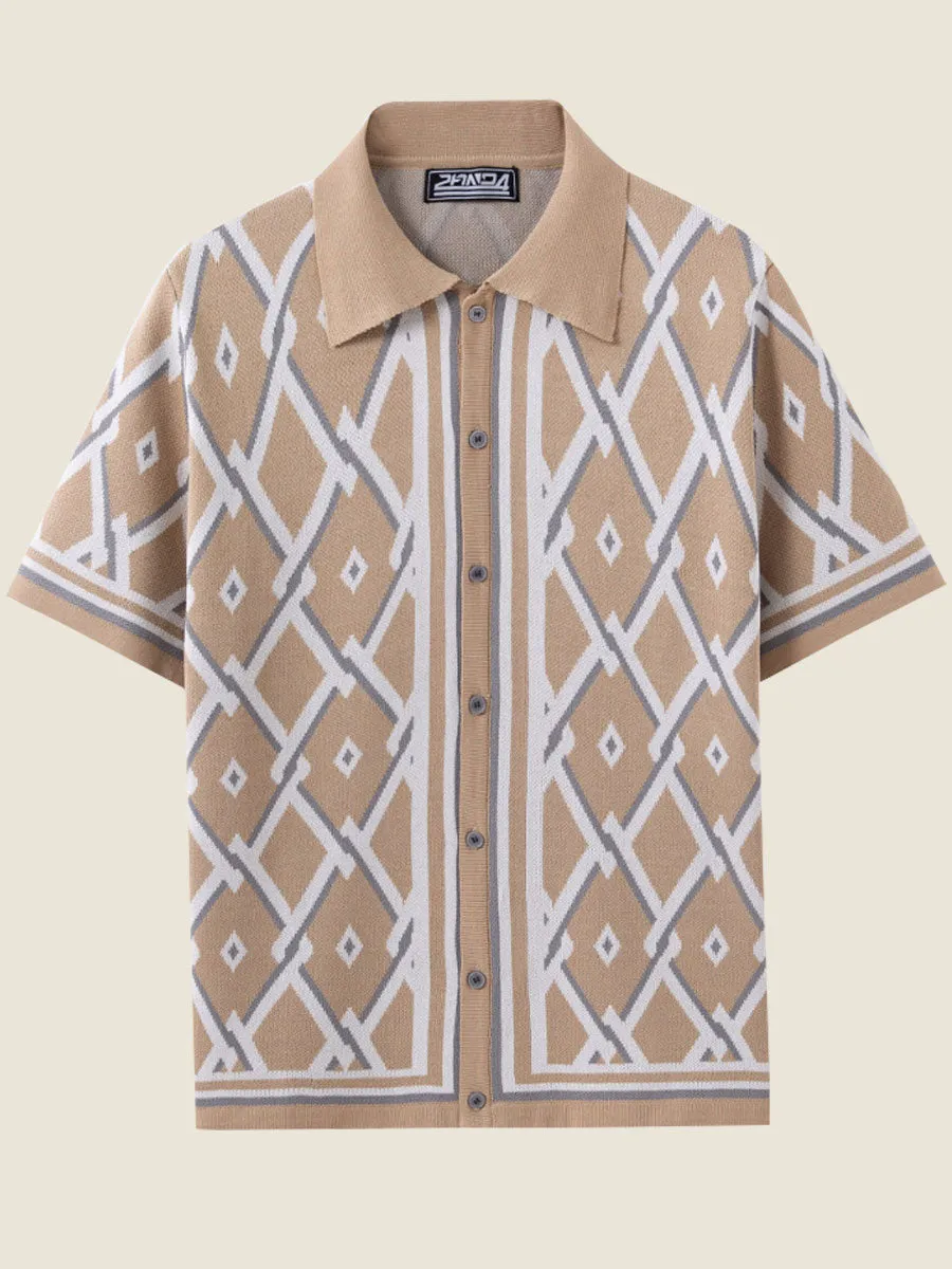 Geometric Knit Polo Shirt