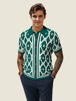 Geometric Knit Polo Shirt