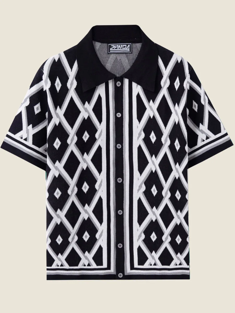 Geometric Knit Polo Shirt