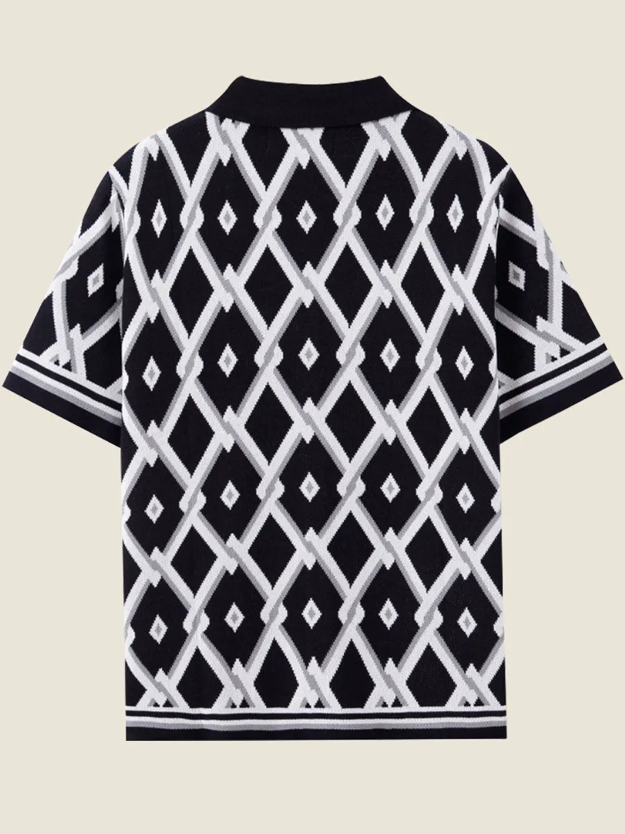 Geometric Knit Polo Shirt