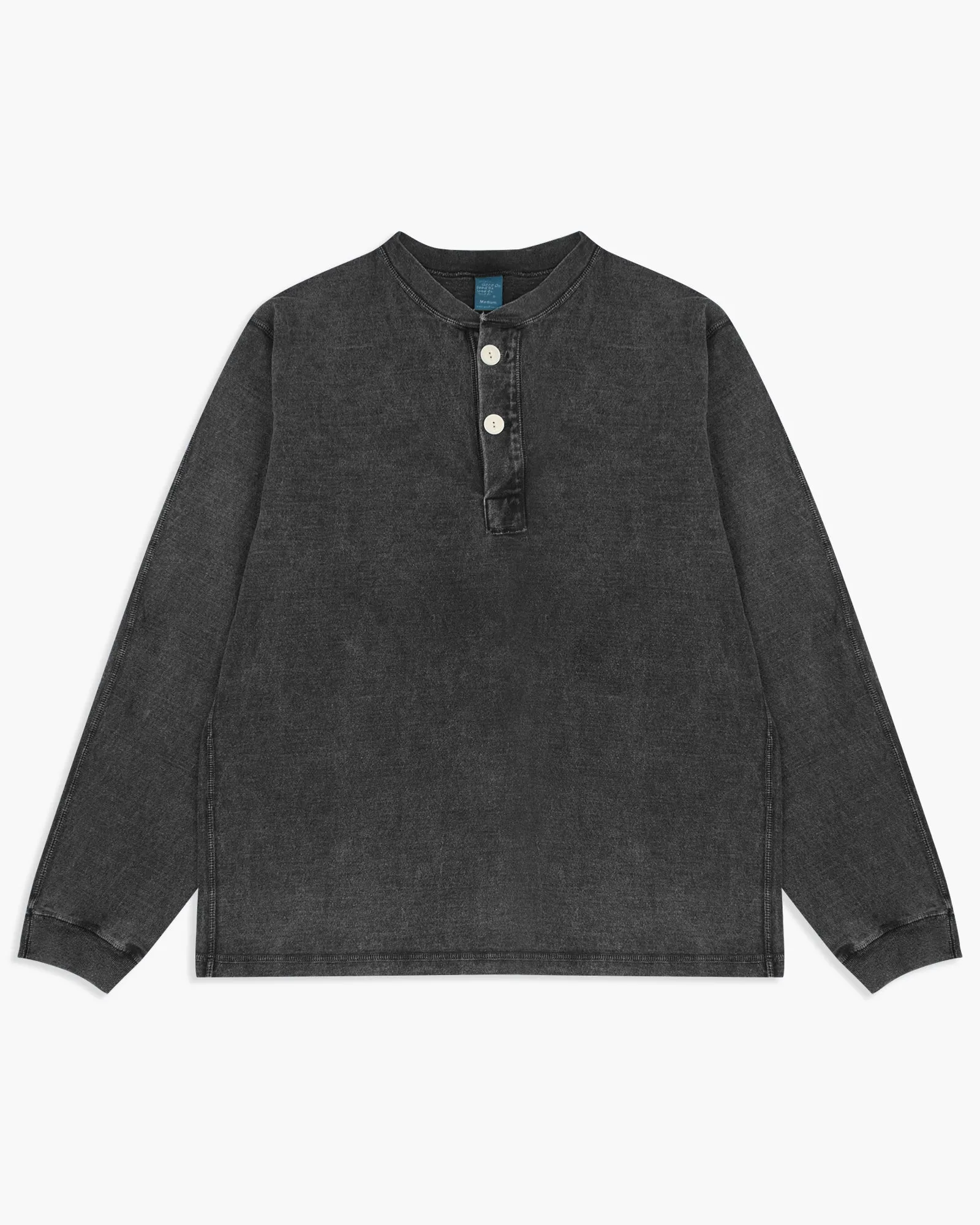 Good On L/S Heavy Henley Tee - Pigment Dyed Black