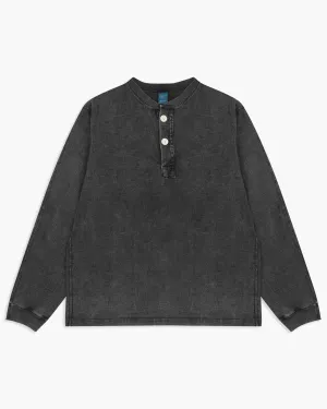 Good On L/S Heavy Henley Tee - Pigment Dyed Black