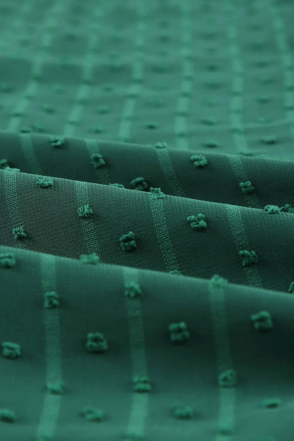 Green Lace Splicing V-Neck Swiss Dot Short Sleeve Top