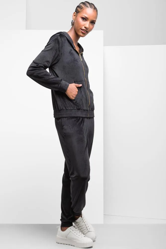 Hooded Zip Through Tracktop Black