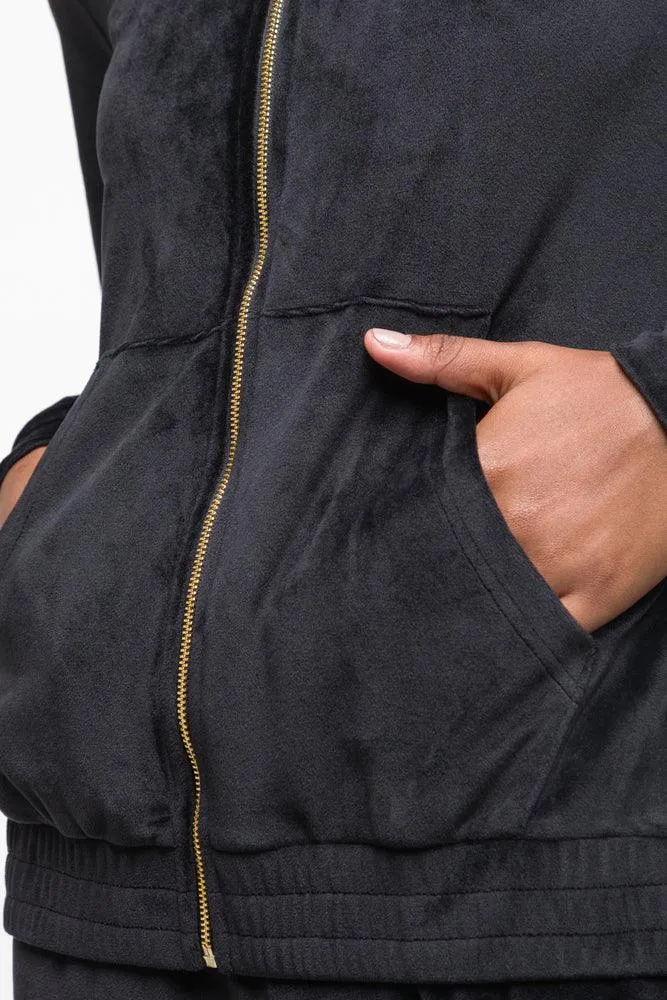 Hooded Zip Through Tracktop Black