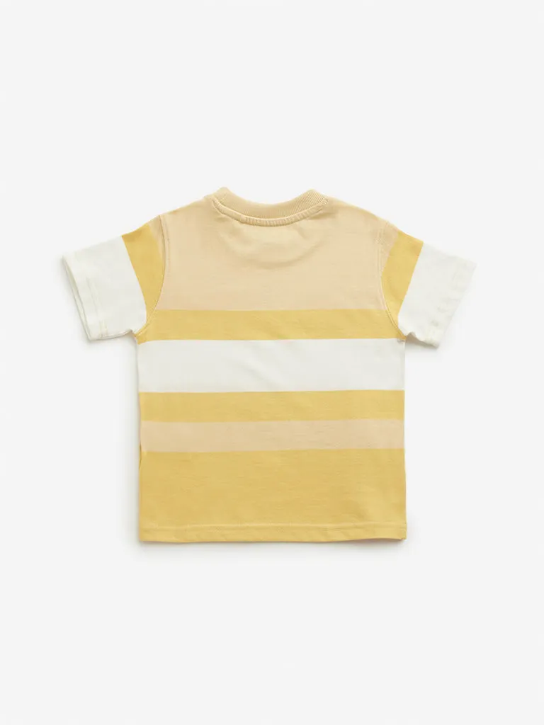 HOP Kids Yellow Colour-Blocked T-Shirt