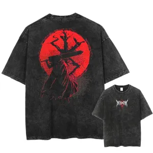 [KUJO] "Blood Moon" 2-Sided Vintage Oversized T Shirt
