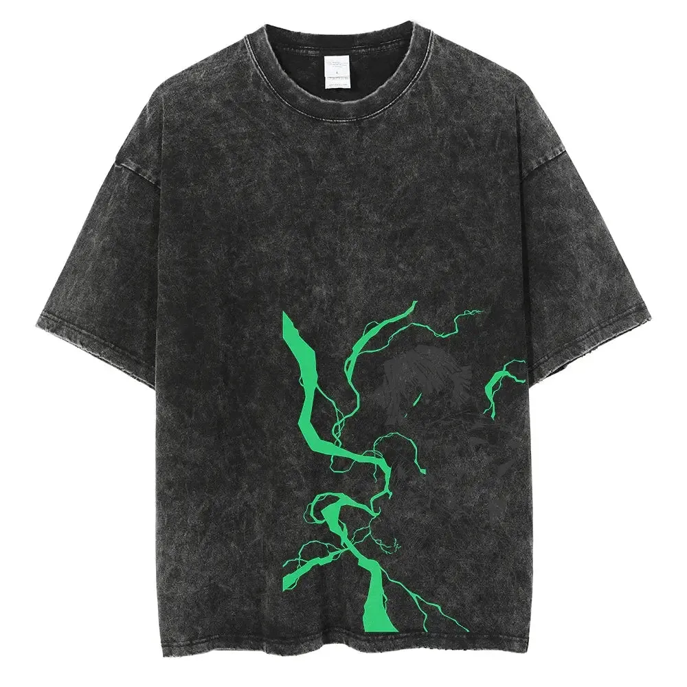 [KUJO] "Thunder Breathing" Vintage Oversized T Shirt