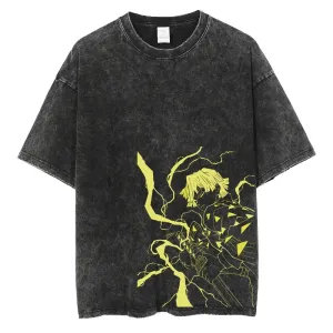 [KUJO] "Thunder Breathing" Vintage Oversized T Shirt