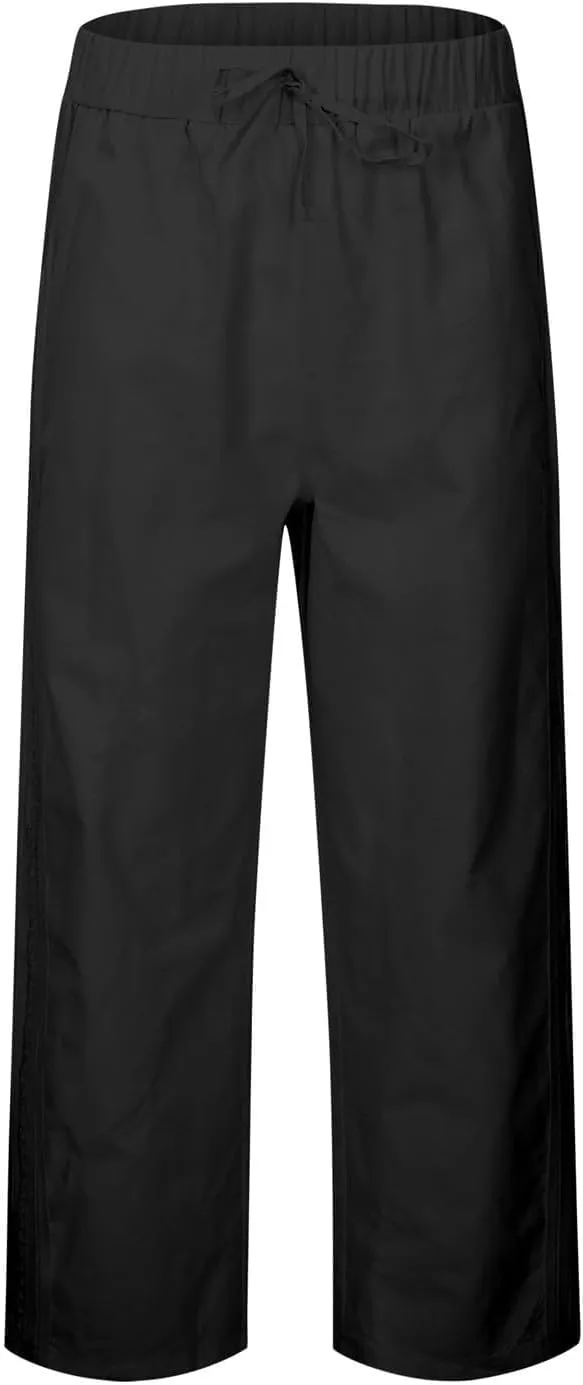 Linen Wide Leg Pants for Women Drawstring High Waisted Palazzo Trousers Loose Casual Summer Cropped Pants with Pockets