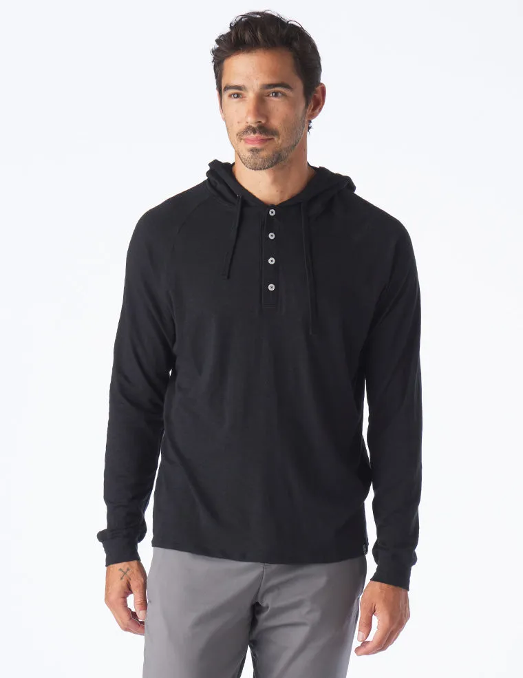 Low Tide Henley Hoodie: Black
