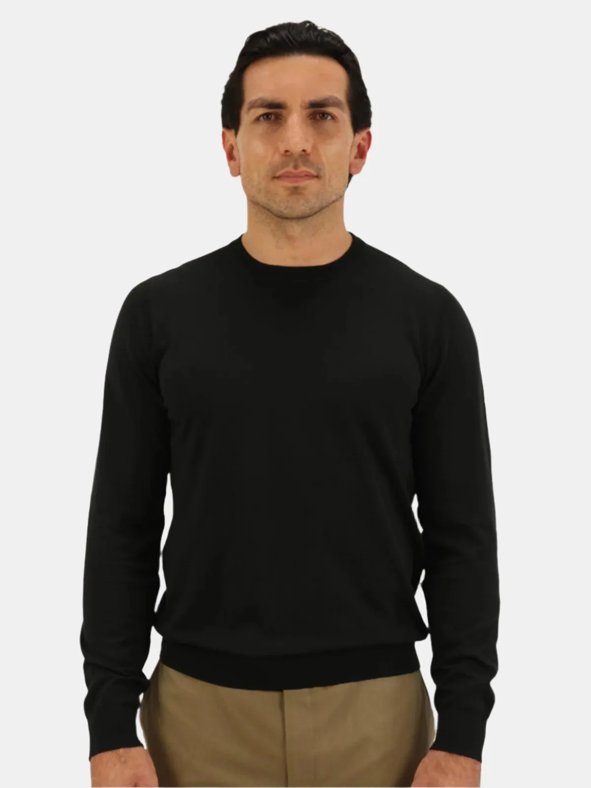 Lugano Ribbed Crewneck Cotton Black