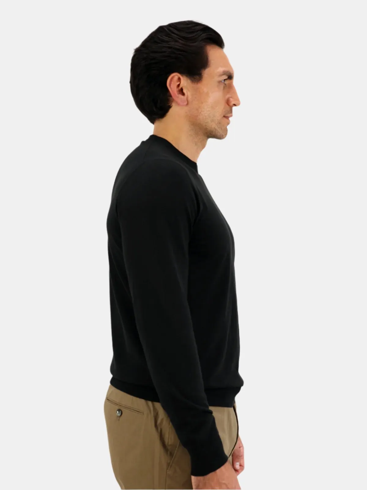 Lugano Ribbed Crewneck Cotton Black