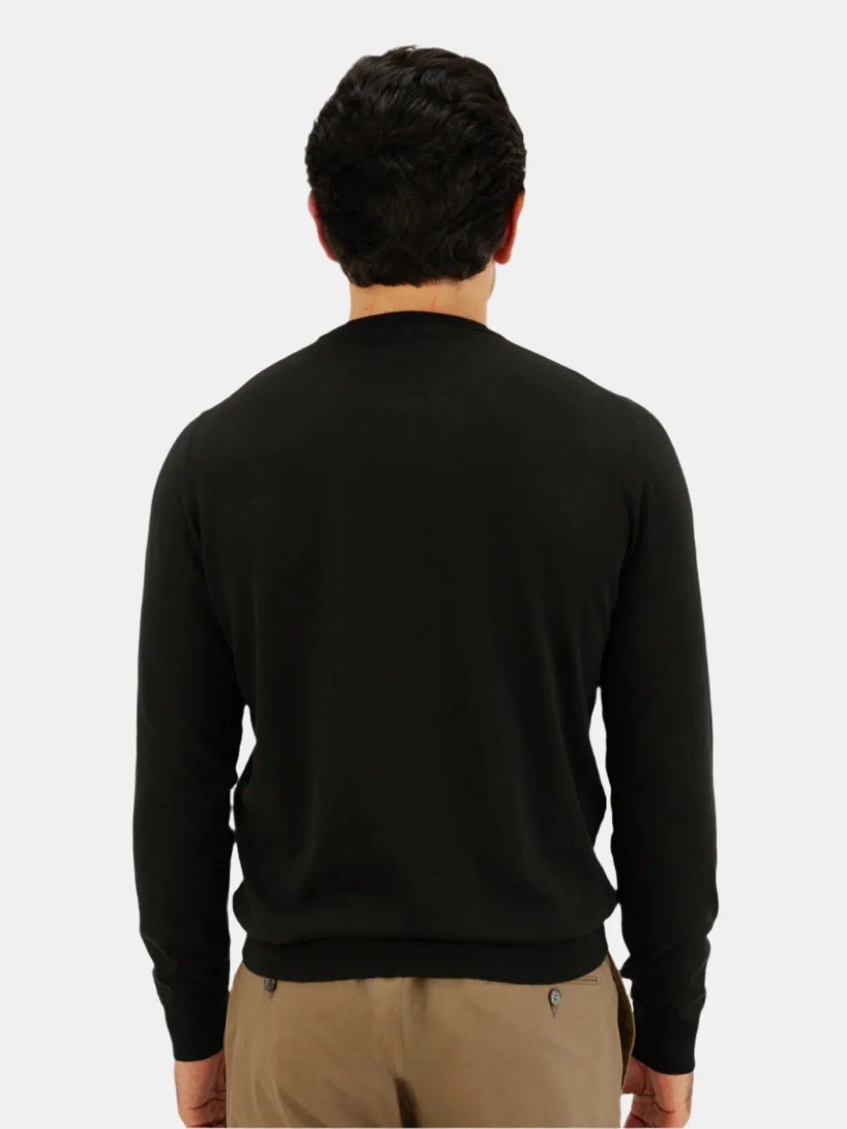 Lugano Ribbed Crewneck Cotton Black