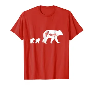 Mama Bear Shirt Mom Mother Bear With Two Cubs Tee