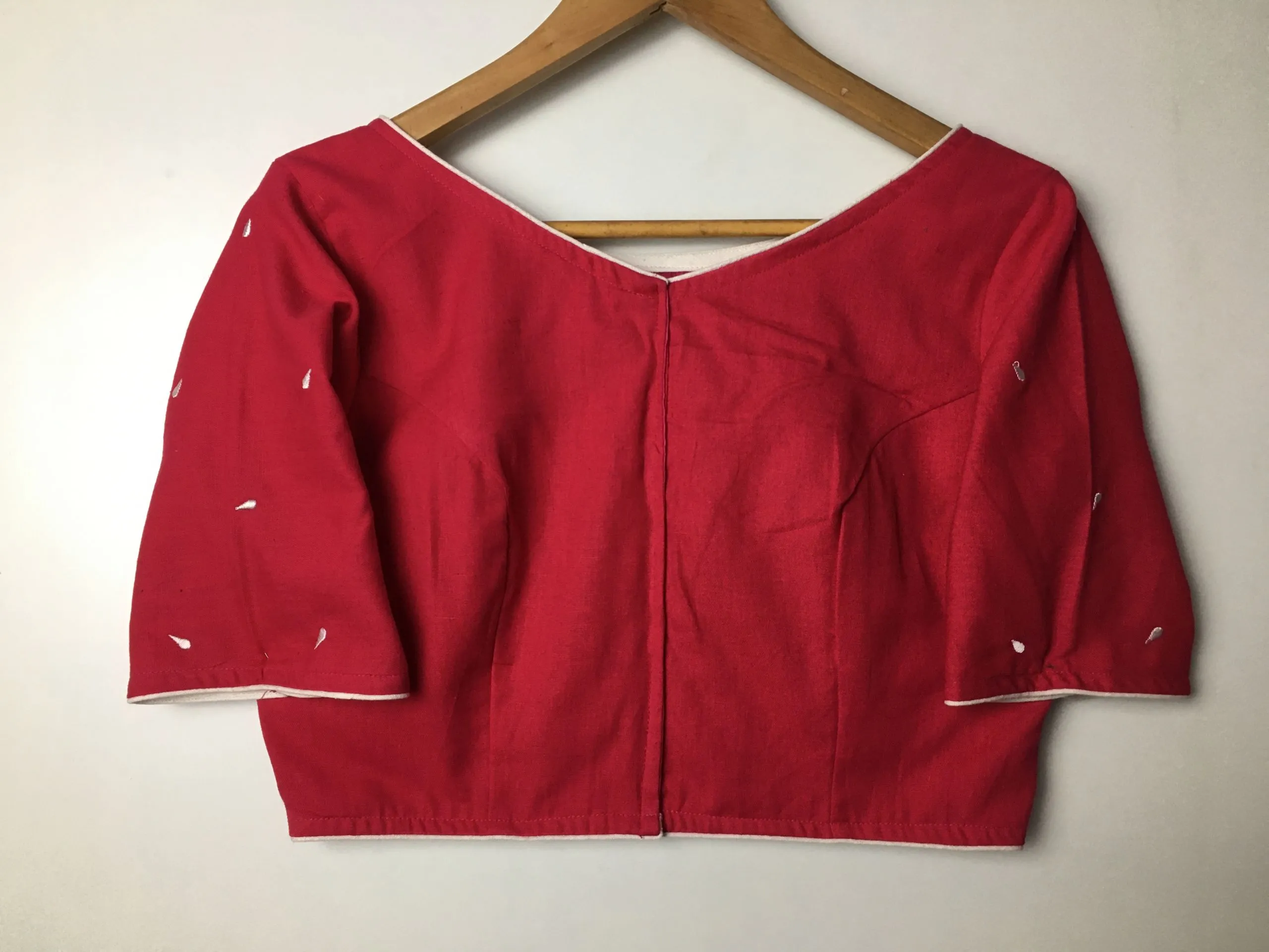 Maroon Embroidered Cotton Blouse