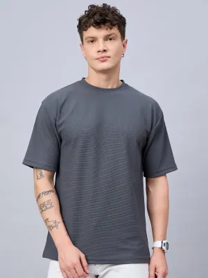 Men Oversized Round Neck Drop Shoulder T-shirt Grey
