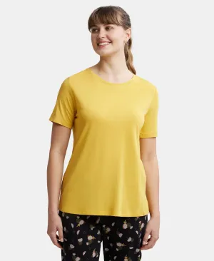 Micro Modal Cotton Relaxed Fit Round neck Half Sleeve T-Shirt - Yolk Yellow