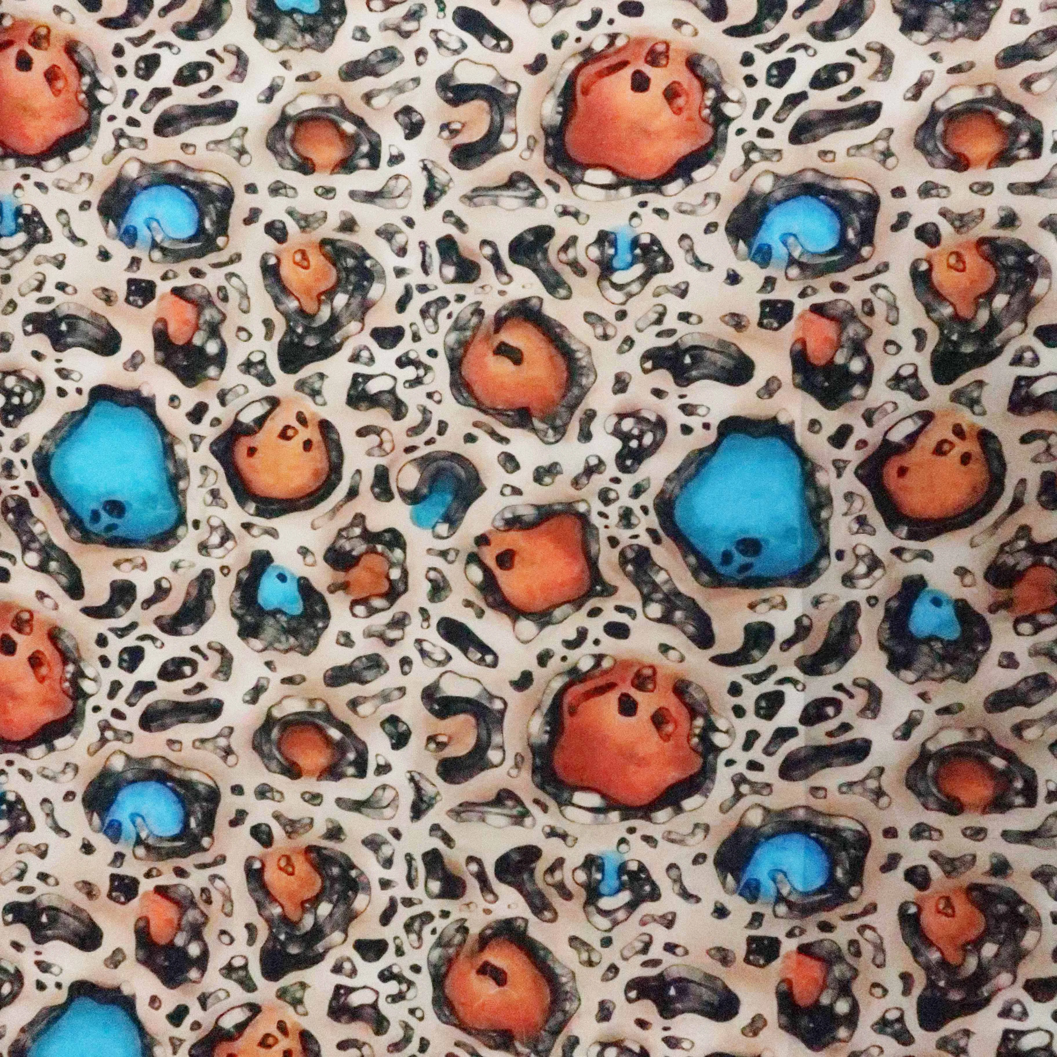 Multicolored Abstract Gems Printed Crepe Polyester