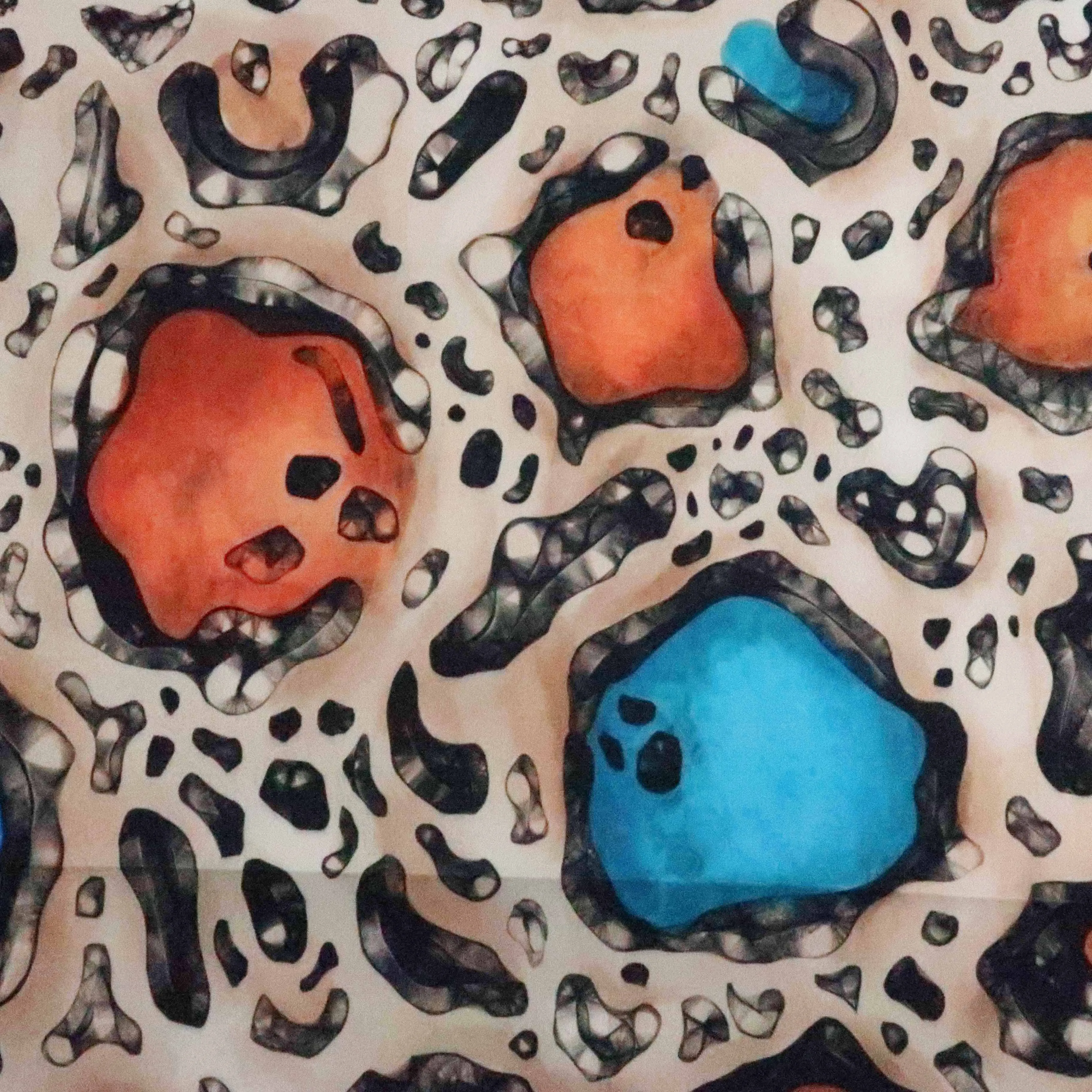 Multicolored Abstract Gems Printed Crepe Polyester