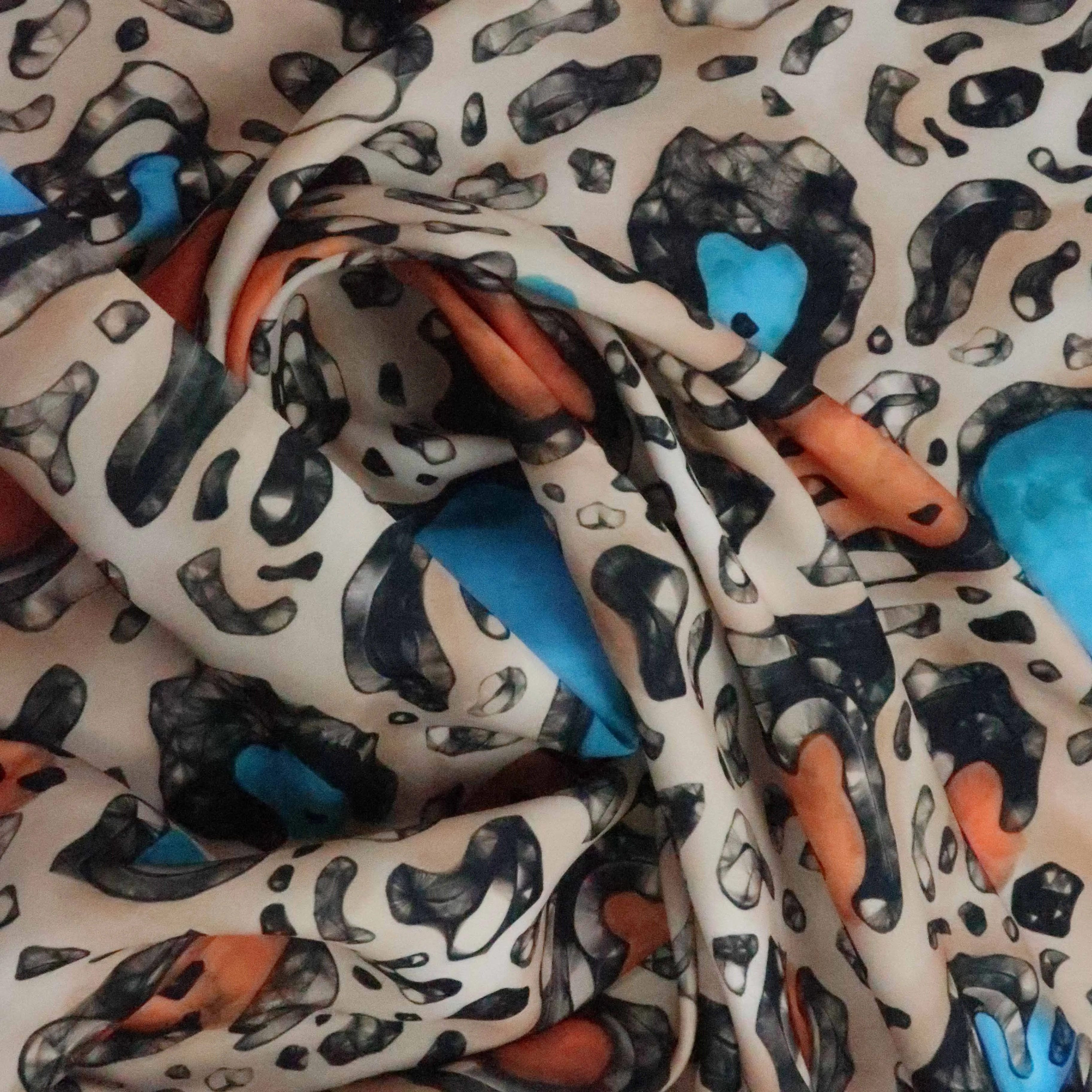 Multicolored Abstract Gems Printed Crepe Polyester