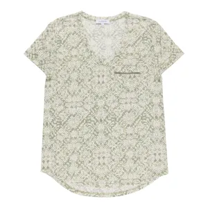 mySTYLE Women's Festival Printed Pocket Linen T-Shirt