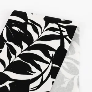 Palm Leaves Silhouette Stretch Cotton Twill  - Black