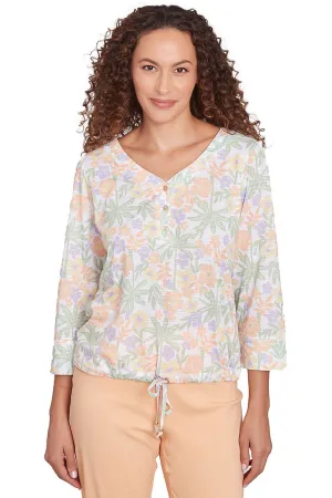 Peachy Keen Floral Henley Top