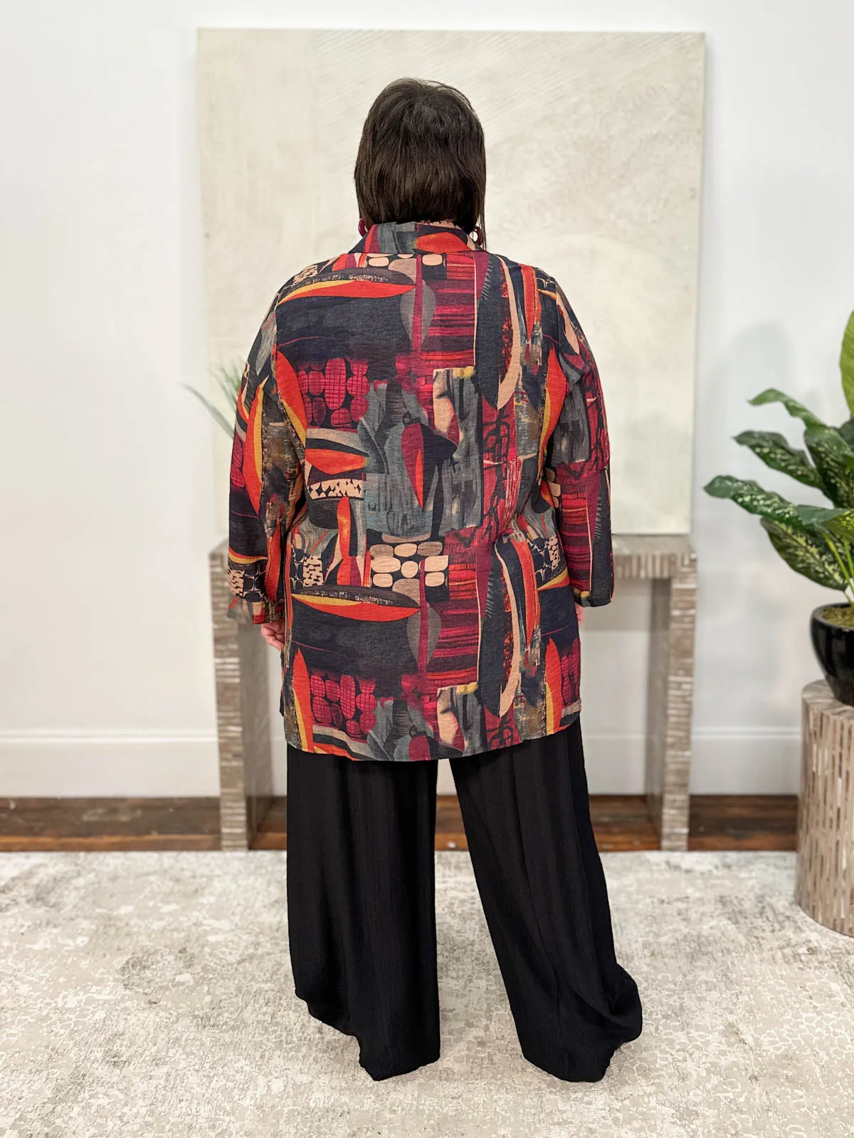Printed 3 Button Shirt, Black/Multi