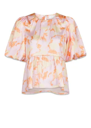 Ruthie Flower Brush Blouse - Tangerine