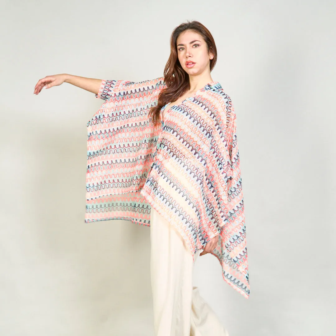 Sheer abstract printed shirt with asymmetric hem wholesale