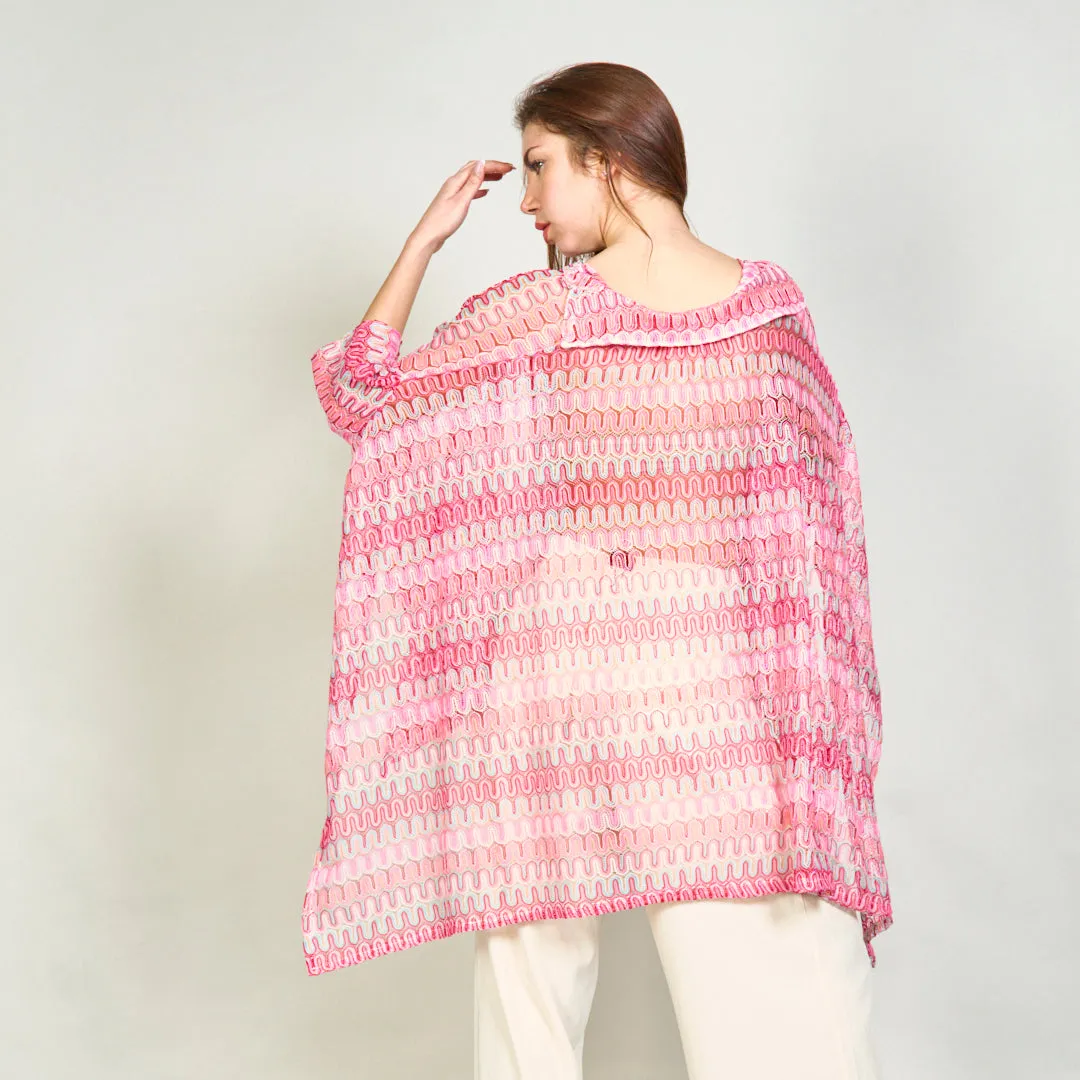 Sheer abstract printed shirt with asymmetric hem wholesale