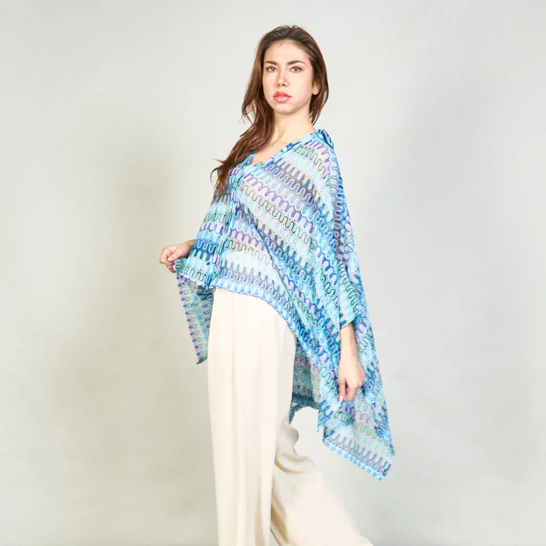 Sheer abstract printed shirt with asymmetric hem wholesale