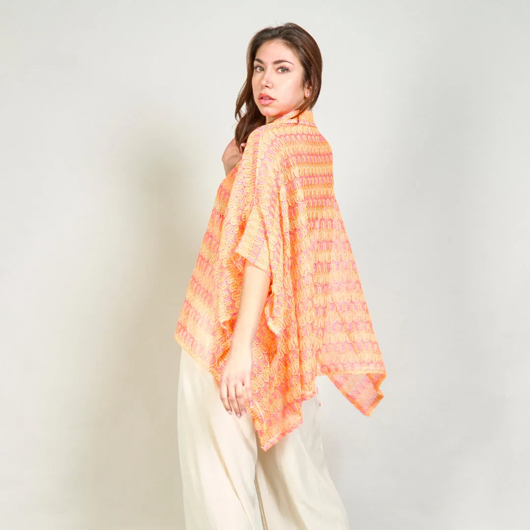Sheer abstract printed shirt with asymmetric hem wholesale