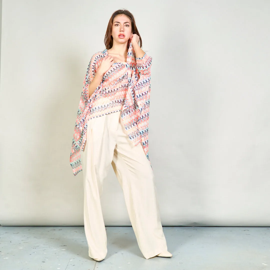 Sheer abstract printed shirt with asymmetric hem wholesale