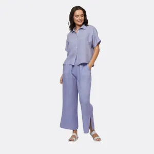 Short Sleeve Linen Blouse (Lilac)