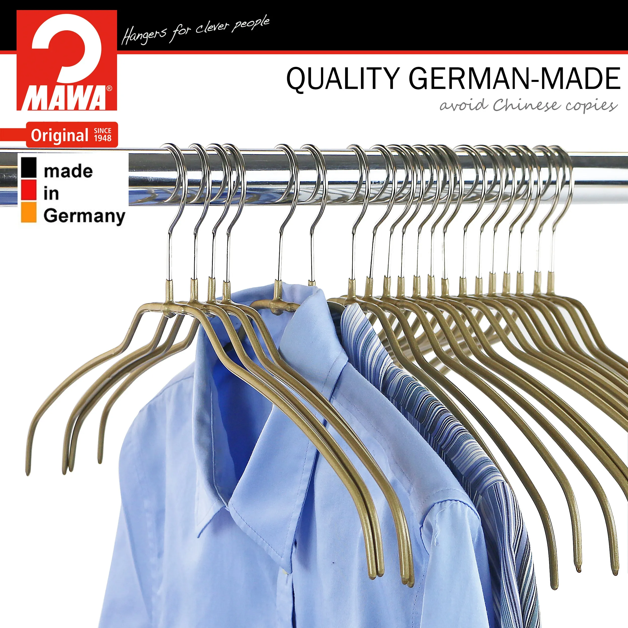 Silhouette Space-Saving Shirt Hanger, 42FT, Gold