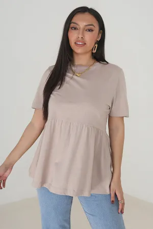 SMOCK STYLE JERSEY FEEL SHORT SLEEVE TOP