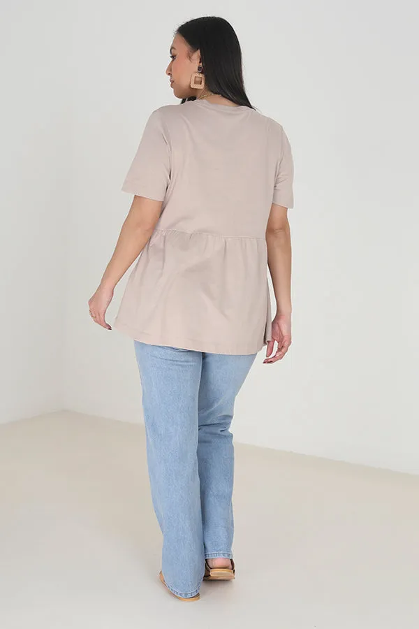 SMOCK STYLE JERSEY FEEL SHORT SLEEVE TOP