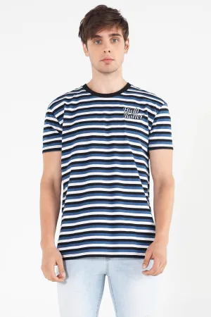 Striped Relaxed Fit Tee With Embroidery