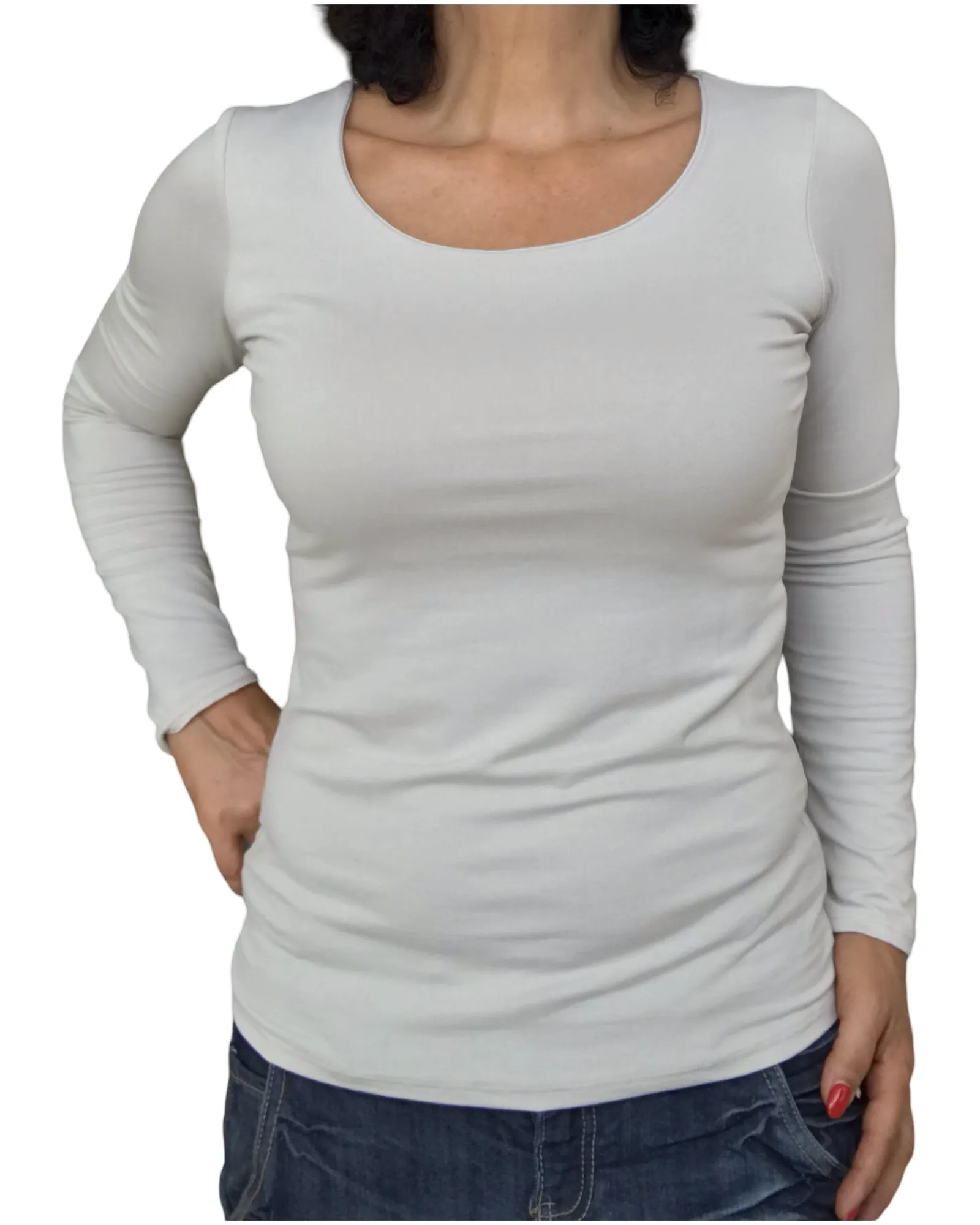 T-shirt uni Large/XLarge manche longue col en U