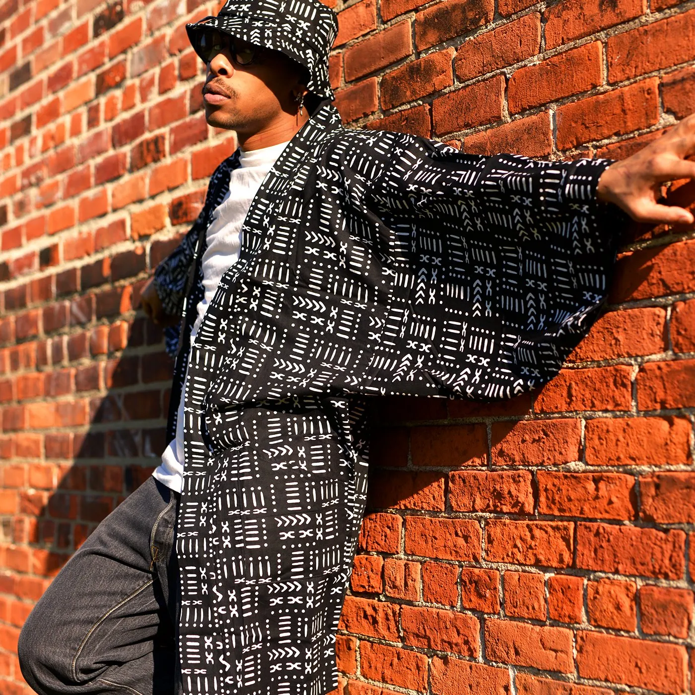 The Mud Black Wax Print Robe