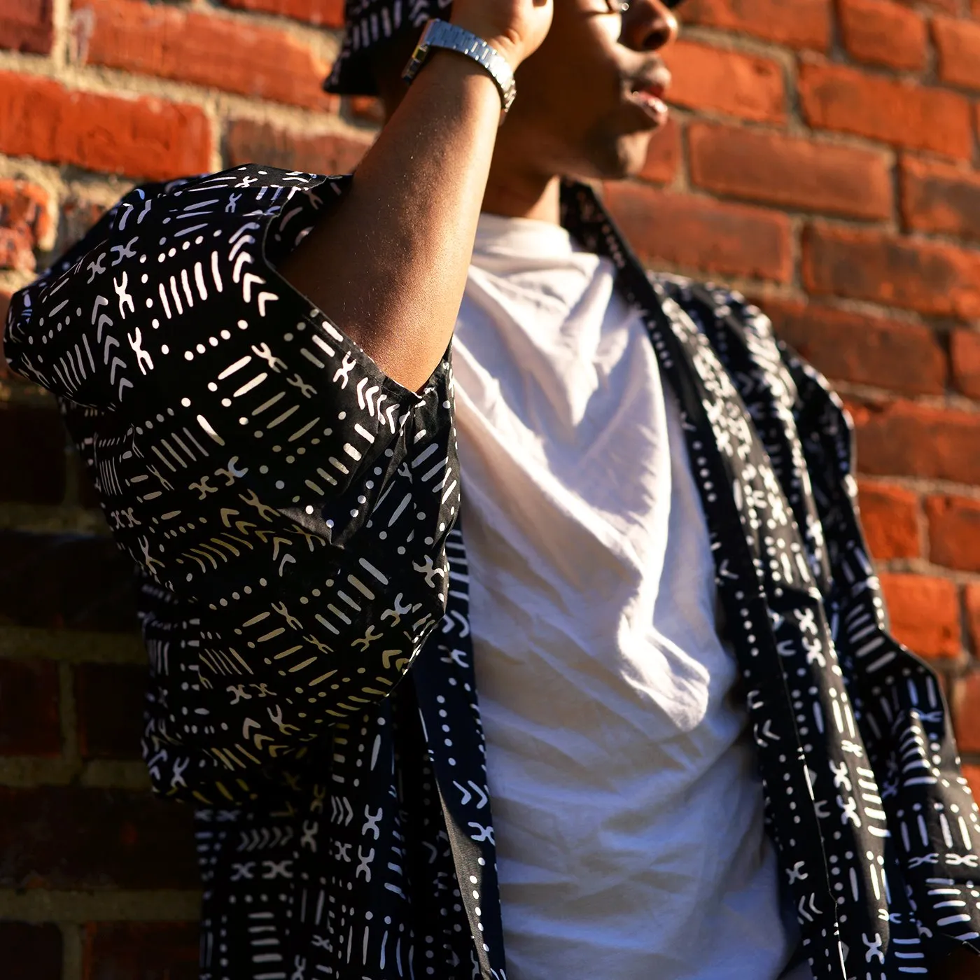 The Mud Black Wax Print Robe