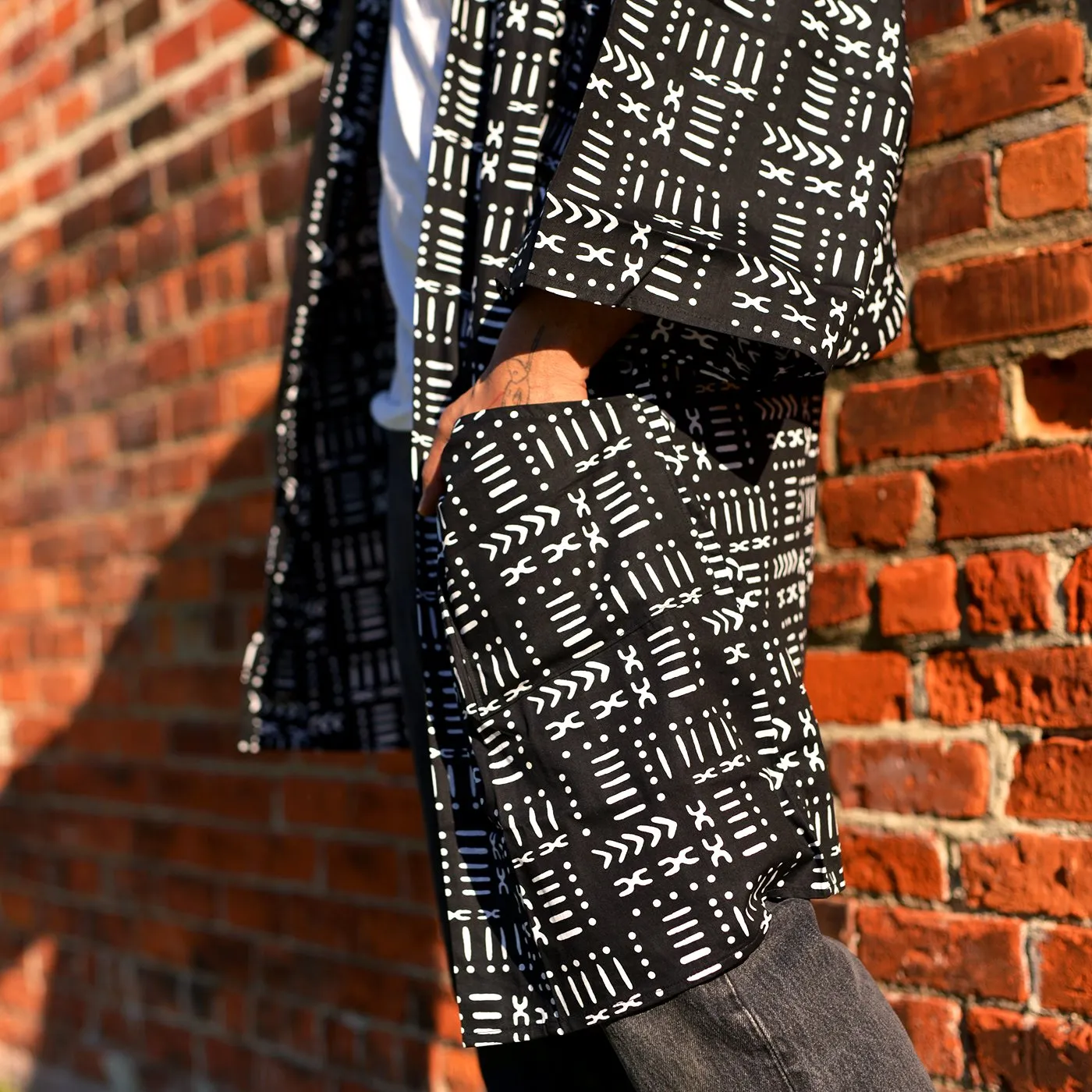 The Mud Black Wax Print Robe