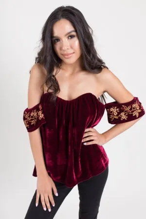 VELVET OFF SHOULDER TOP