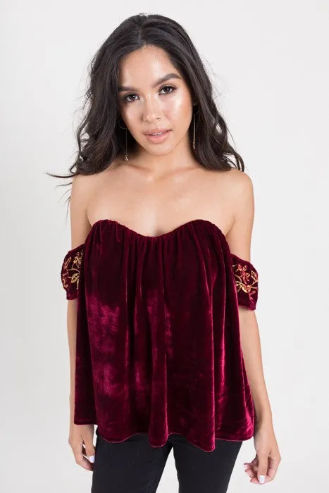VELVET OFF SHOULDER TOP