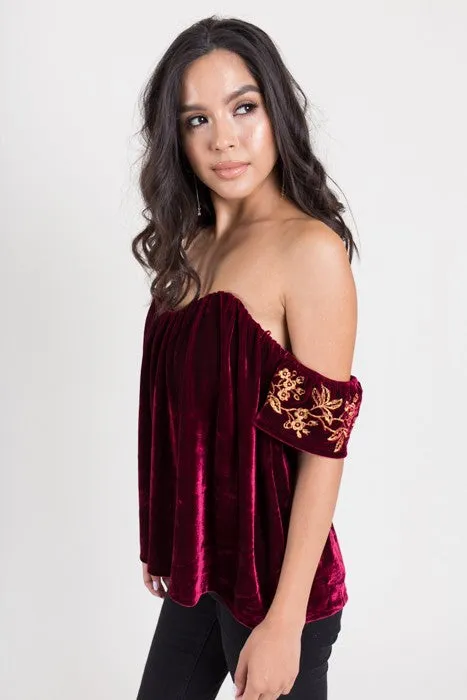 VELVET OFF SHOULDER TOP
