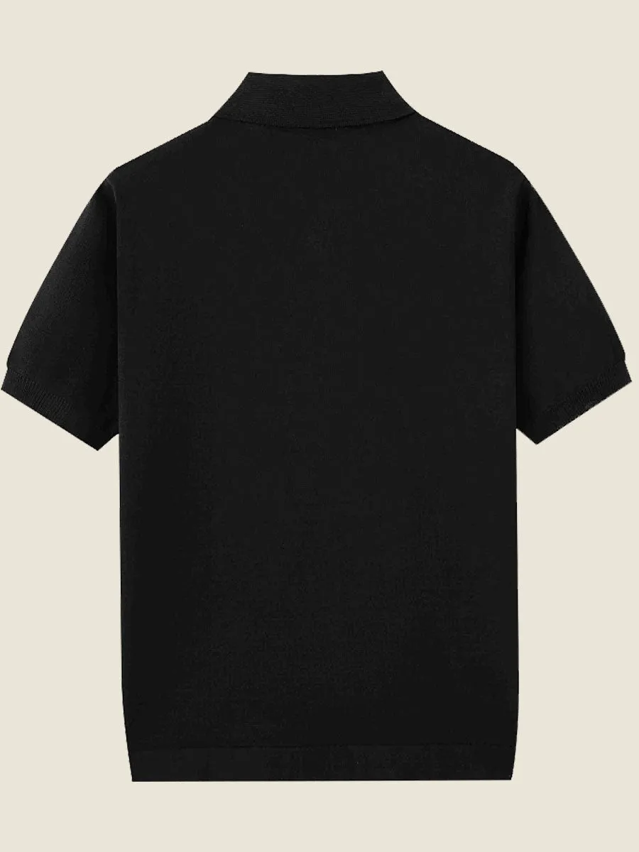 Vintage Geometric Knit Polo Shirt