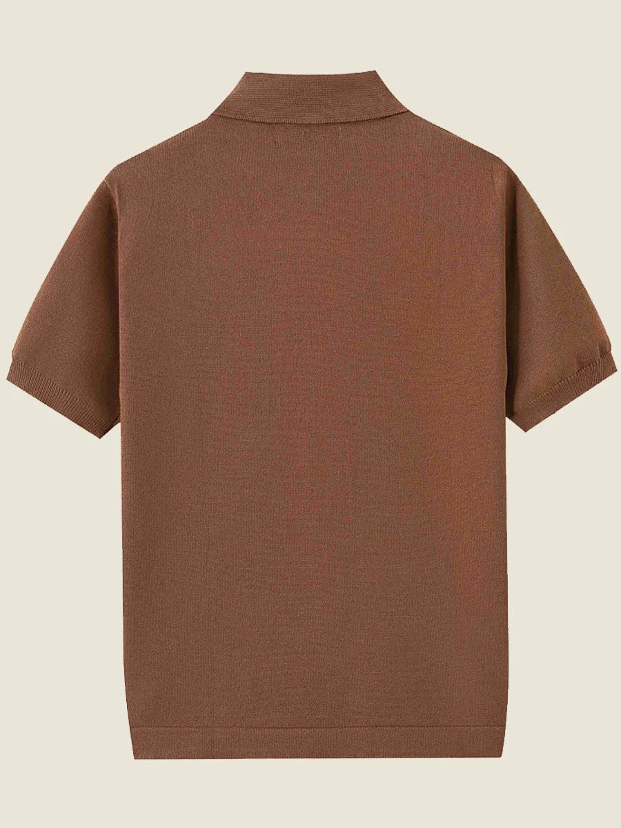 Vintage Geometric Knit Polo Shirt